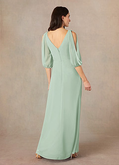 Azazie Bronwyn Mother of the Bride Dresses Agave A-Line V-Neck Ruched Chiffon Dress image4