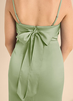 Azazie Mai Junior A-Linie Herzausschnitt Stretch-Satin Kleid Staubiger Salbeigrün image6
