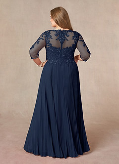 Azazie Corinne vestidos de madre de la novia Vestido de Azul Marino Oscuro de Gasa de Corte En A con Lentejuela image9