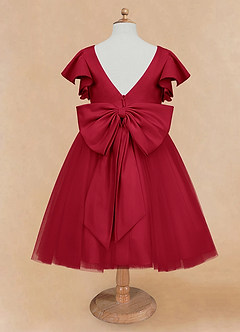 Azazie Kaeya Flower Girl Dresses Scarlet A-Line Bow Tulle Dress image6