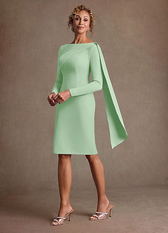 Azazie Merian Suknie dla Matki Panny Młodej Kolumna Pofałdowany Rozciągliwy Krep Długość do kolan Sukienka image1