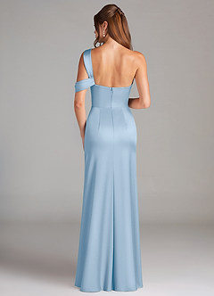 Azazie Wynter Abiti da Damigella Abito Tubino in Raso Elasticizzato Monospalla Azzurro Polvere image2