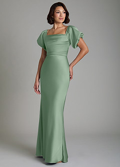 Azazie Lea Bridesmaid Dresses Matcha Mermaid Off the Shoulder Stretch Satin Convertible Dress image4