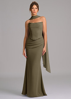 Azazie Sorrel Bridesmaid Dresses Willow Green Mermaid Corset Chiffon Dress image4
