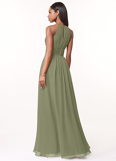 Azazie Bonnie Bridesmaid Dresses Pistachio A-Line Keyhole Ruched Chiffon Dress image2