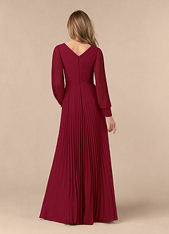Azazie Zina Mother of the Bride Dresses Burgundy A-Line Pleated Chiffon Dress image4