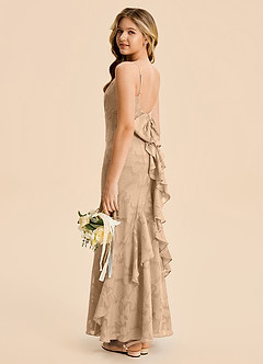 Azazie Lioren Junior Meerjungfrau-Linie Gestreift Blumen-Burnout Kleid Champagner image3