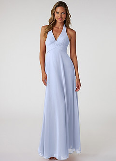 Azazie Tessie Bridesmaid Dresses Ice A-Line V-Neck Pleated Chiffon Dress image1