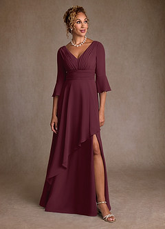 Azazie Eire vestidos de madre de la novia Vestido de Cabernet de Gasa de Corte en A con Plisado image4