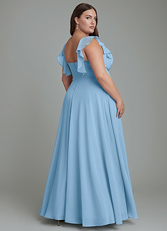 Azazie Leilani Robes de demoiselle d'honneur Robe Trapèze en Mousseline de soie Plissé Acier Bleuté image7