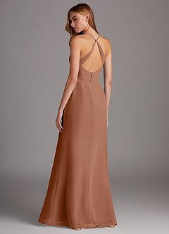 Azazie Manila Bridesmaid Dresses Bronzer Sheath V-Neck Chiffon Dress image2