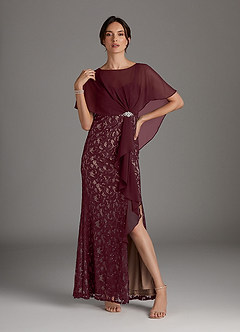 Azazie Lemus Mother of the Bride Dresses Cabernet Taupe Sheath Sequins Chiffon Dress image3