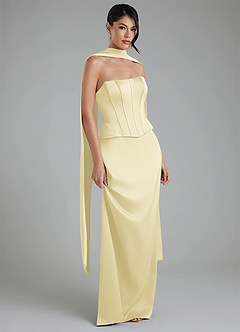 Azazie River Bridesmaid Dresses Lemon Sorbet Sheath Corset Stretch Satin Convertible Dress image1