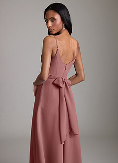 Azazie Kali Brautjungfernkleider Eine Linie Plissee Chiffon Kleid Wüstenrose image2