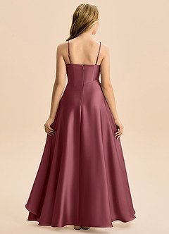 Azazie Eirlys Junior A-Linie Plissee Stretch-Satin Kleid Wüstenrose image2