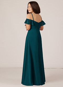 Azazie Juna Junior Pine A-Line Off the Shoulder Chiffon Dress image5