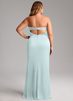 Azazie Leonis Bridesmaid Dresses Sea Glass Mermaid Pleated Stretch Satin Convertible Dress image10