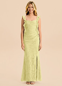 Azazie Jessamine Junior Lemon Sorbet Mermaid Sweetheart Neckline Floral Burnout Dress image5
