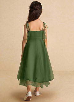 Azazie Bunie Flower Girl Dresses Olive A-Line Spaghetti Strap Tulle Dress image3