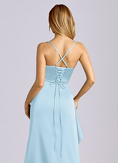 Azazie Sarai Robes de demoiselle d'honneur Robe Fourreau en Satin extensible Corset Bleu Ciel image2