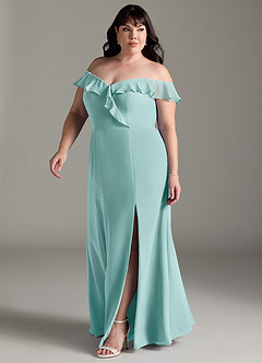 Azazie Sophie Bridesmaid Dresses Aqua A-Line Off the Shoulder Chiffon Convertible Dress image8