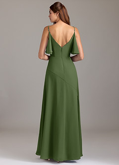 Azazie Darcia Bridesmaid Dresses Olive A-Line Side Slit Chiffon Dress image5