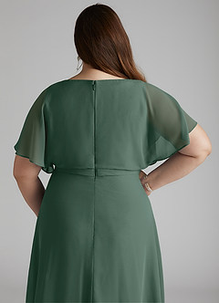 Azazie Aaliyah vestidos de dama de honor modestos Vestido de Corte En A Plisado Scoop Hasta el suelo Gasa image10