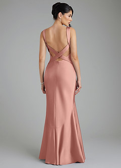 Azazie Monica Bridesmaid Dresses Rosette Mermaid Pleated Stretch Satin Dress image8