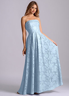 Azazie Lucienne Jurken voor bruidsmeisjes Jurk van Bloemen Burn-out met A-Lijn Strapless Hemelsblauw image4