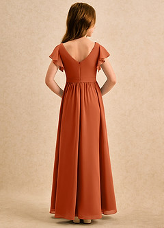 Azazie Milly Girls Formal Flower Girl Dresses Burnt Orange A-Line Pleated Chiffon Dress image2