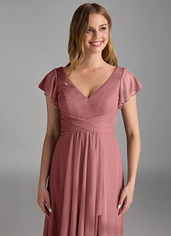 Azazie Omari Robes de demoiselle d'honneur Robe Trapèze en Maille Rose Du Désert image3