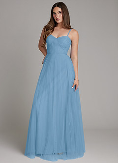 Azazie Teagan Bridesmaid Dresses Steel Blue A-Line Sweetheart Neckline Tulle Dress image4