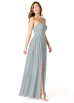 Azazie Cora Bridesmaid Dresses Dolphin Grey A-Line Pleated Chiffon Dress image3