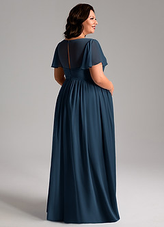 Azazie Verna Maternity Bridesmaid Dresses A-Line V-Neck Ruched Chiffon Floor-Length Dress image8