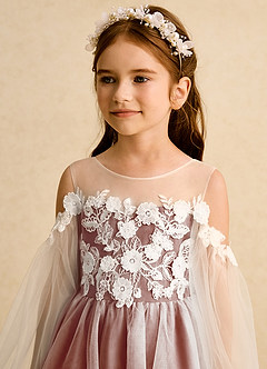 Azazie Zimi vestidos de niña de las flores Vestido de Castaño de Tul de Princesa con Escote de Corazón image9