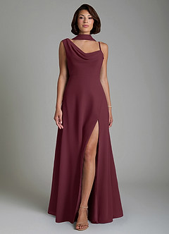 Azazie True Bridesmaid Dresses Cabernet A-Line Pleated Chiffon Dress image6