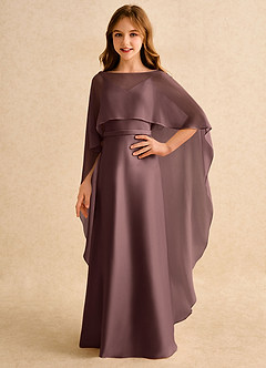 Azazie Fishie Girls Formal Flower Girl Dresses Espresso A-Line Matte Satin Dress image1