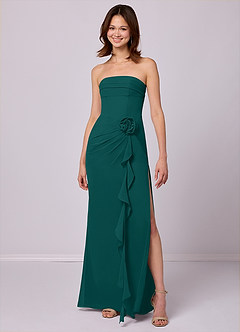 Barbie ♥ Azazie Bridesmaid Dresses Peacock Sheath Strapless Chiffon Convertible Dress image3