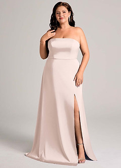 Azazie Wren Bridesmaid Dresses Blushing Pink A-Line Strapless Stretch Satin Convertible Dress image10