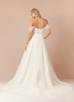 Azazie Maia Wedding Dresses Diamond White Cream A-Line Off the Shoulder Tulle Dress image2
