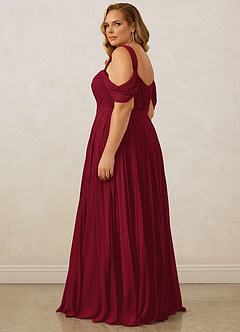 Christian Siriano Bridal for Azazie 1013 Brautjungfernkleider A-Linie Schulterfrei Chiffon Kleid Burgunderrot image15