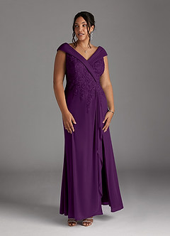 Azazie Calathea Mother of the Bride Dresses Grape A-Line Lace Dress image8