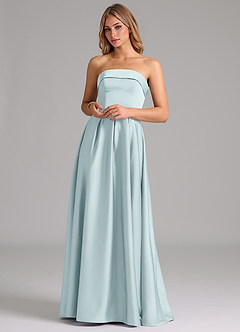 Azazie Lucienne Bridesmaid Dresses Mist A-Line Strapless Stretch Satin Convertible Dress image4