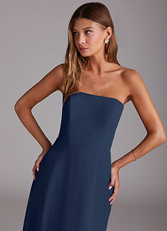 Azazie Wren Bridesmaid Dresses Dark Navy A-Line Strapless Chiffon Dress image5