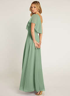 Azazie Lizzy Bridesmaid Dresses Matcha A-Line One Shoulder Chiffon Dress image6