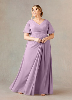Azazie Morning Glory Mother of the Bride Dresses Wisteria A-Line V-Neck Ruched Chiffon Dress image5
