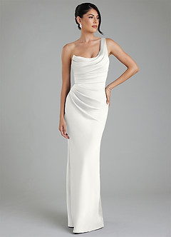 Azazie Sabrina Bridesmaid Dresses White Mermaid Corset Stretch Satin Dress image7