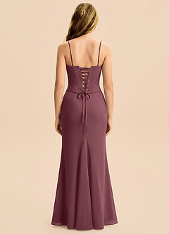 Azazie Sorrel Junior Meerjungfrau-Linie Plissee Chiffon Kleid Sangria image7