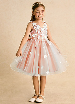 Azazie Junebug Flower Girl Dresses Ivory Sunset Ball-Gown Lace Tulle Dress image5