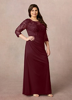 Azazie Fatemah Mother of the Bride Dresses Cabernet Mermaid Scoop Lace Lace Dress image8